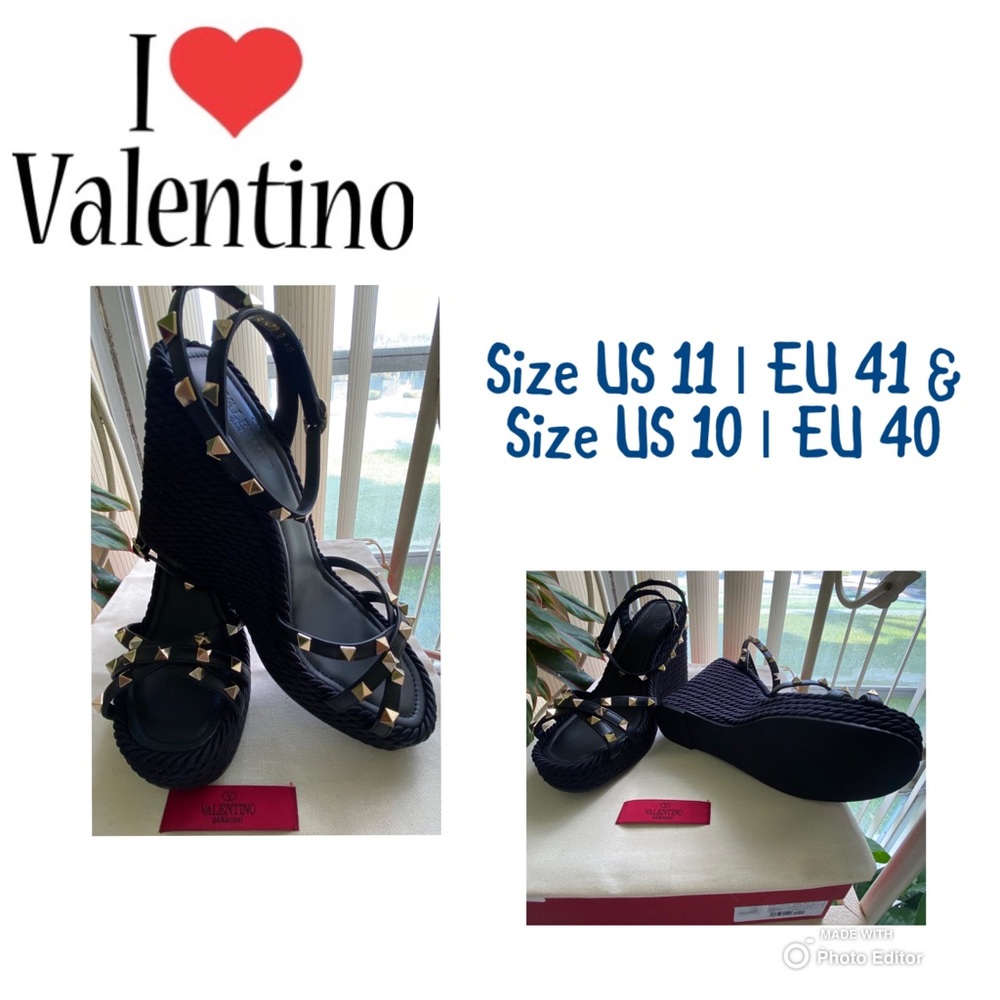 📌SOLD📌Valentino Rockstud Leather Wedge Sandals